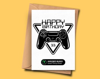 33rd Birthday Card For Gamer Thirty-Third Birthday Card for For Him For Her, Video Games Birthday Card, Boys Birthday Card, Boyfriend