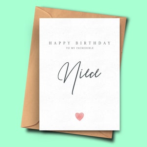 Geburtstagskarte für Nichte, einfache Geburtstagskarte, für sie, moderne Geburtstagskarte, alles Gute zum Geburtstag Nichte, Karte von Lieblings Onkel, Tante-Karte
