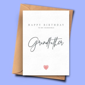 Geburtstagskarte für Großvater, stilvolle Geburtstagskarte, für ihn, einfache Geburtstagskarte, alles Gute zum Geburtstag unglaublichen Großvater, Enkelkind