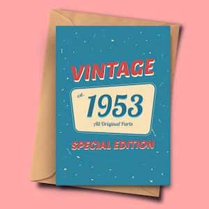 Lustige 69 Jahre alte Geburtstagskarte für 1953 Geborene, Nichte, Bruder von ihr für Ihn (A5 - 14,8x21cm) mit Umschlag