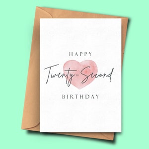 Vingt-deuxième carte d’anniversaire, élégante carte d’anniversaire 22e, pour elle, pour lui, partenaire, petite amie, beau-père, petit ami, stepmum, ami, bestie