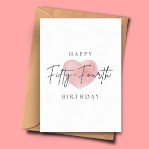 Vierenvijftigste verjaardagskaart, stijlvolle 54e verjaardagskaart, voor haar, voor hem, Stepmum, Stiefvader, zus, echtgenoot, partner, vriend, beste vriend