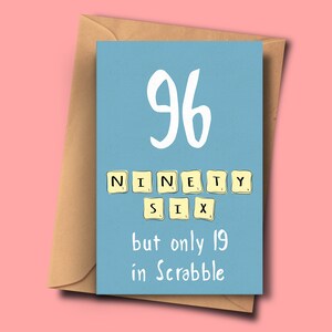 Grappige 96e verjaardagskaart, draaien 96,negentig-zesde Brithday, voor hem, van haar, kleinzoon, echtgenoot, grootmoeder, zoon, Stepmum, neef, stiefvader