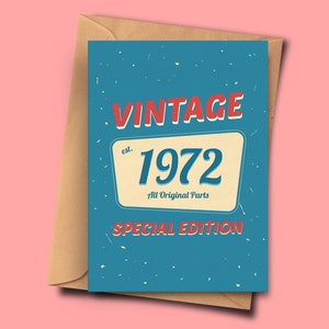 Lustige 50 Jahre alte Geburtstagskarte für 1972 Geborene, Verlobte, Cousine von Ihm für Sie (A5 - 14,8x21cm) mit Umschlag
