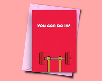 You Can Do It! Good luck card for competition, Good luck card for exams, university card, New job, Funny card for good luck, exam card,