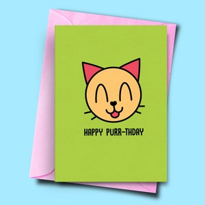 Happy Purr-thday, Ami Anniversaire, Carte d’anniversaire de chat, Carte de chat drôle pour maman, carte d’anniversaire elle, carte pour amie, carte de thème de jeu de chat