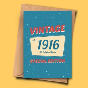 Drôle de carte d’anniversaire de 106 ans pour les personnes nées en 1916, petits-enfants, tante de lui pour elle (A5 - 5.8x8.3inch - 14.8x21cm) avec enveloppe