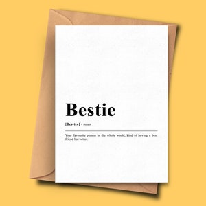 Carte De définition Bestie A5 - 5.8x8.3inch - 14.8x21cm Avec Enveloppe