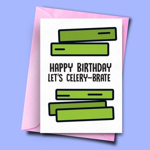 Joyeux anniversaire Let’s Celery-brate, Funny Card for Vegan, Funny Card From Gf, Cartes hilarantes, Carte d’anniversaire au Royaume-Uni, Funny Boyfriend Card