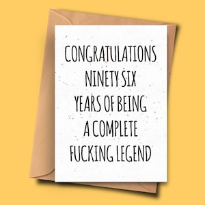 Carte d’anniversaire Forninety-Six Year Old, Félicitations pour 96 ans d’être une légende complète, papa carte d’anniversaire, beau-père, fils, carte idiote
