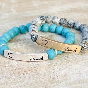 BLESSED Bead Bracelet for Her Stretch Bracelet Inspirational Bead Bracelet Religious Gift Christian Jewelry Gift