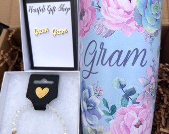 Caja de regalo Gram Pendientes Gram Regalo personalizado Gram Regalo del Día de la Madre para Gram Regalo de cumpleaños para Gram Mejor caja de regalo de abuela