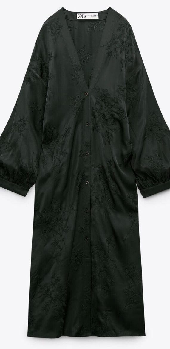 Zara Long Embroidered Stain Kimono Green 2731/288 SIZE XS-S BNWT - Etsy