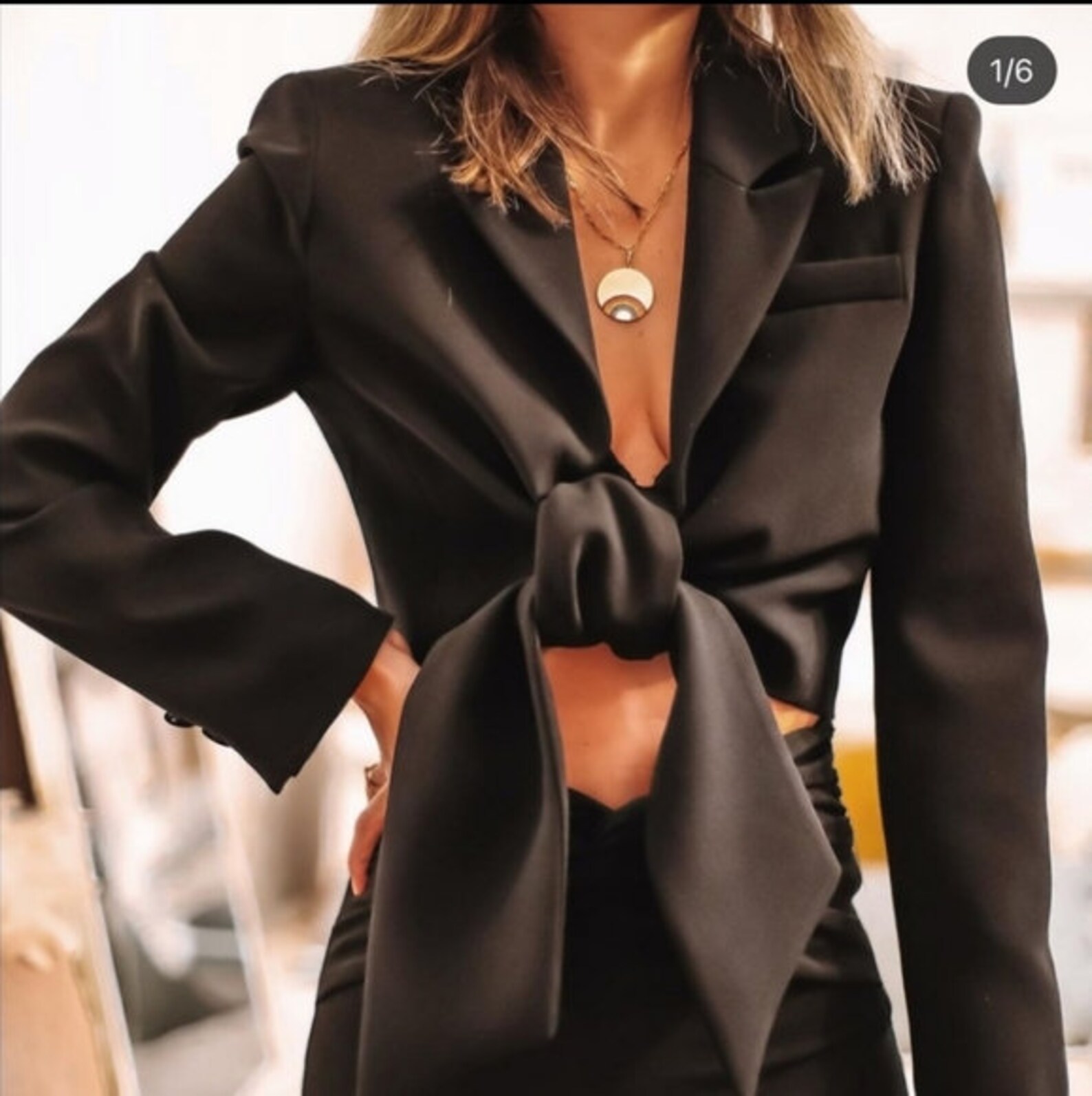 zara tied cropped blazer