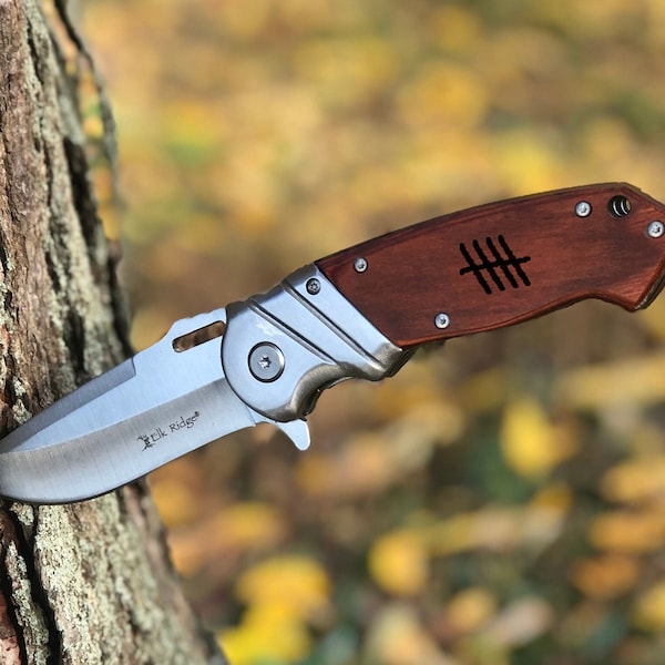 5 year Anniversary Gift for Husband, I love you more, Engraved Pocket Knife