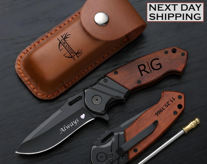 Personalized Pocket Knife, Groomsmen Gift, Custom Boyfriend Gift for him, Gift for Dad Valentines Day Gift Anniversary Gift Father Days Gift