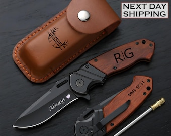 Personalized Pocket Knife: Pakkawood Handle, Hunting Utility Knife