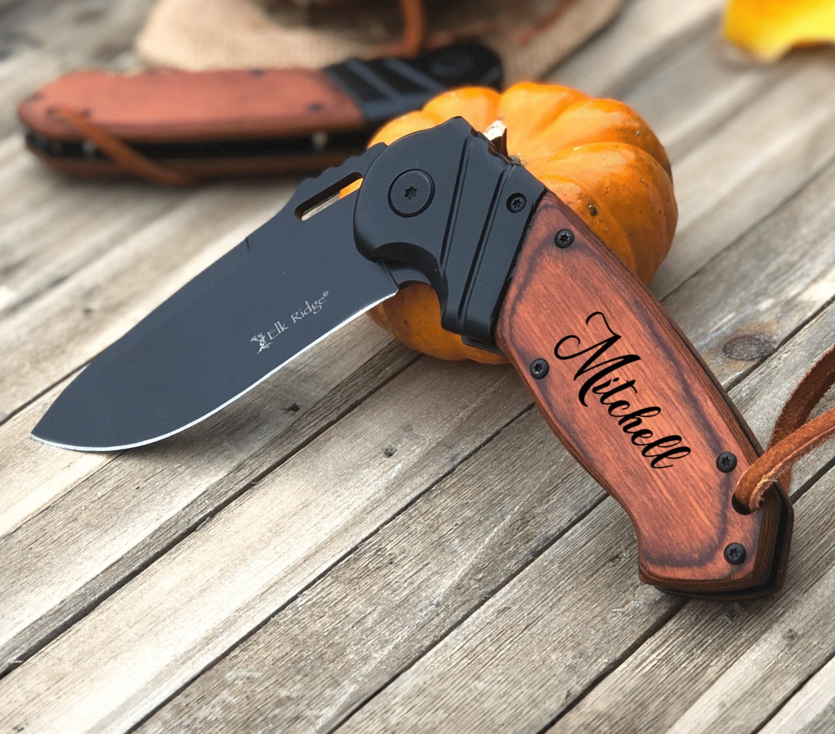  Gifts for Men, Personalized Engraved Oak Wood Pocket Knife - 36  Icons, 20 Stylish Font - Custom Pocket Knives : Tools & Home Improvement