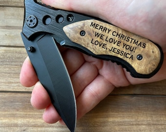 Engraved Pocket Knife, Father's Day Gift, Gift for Dad, Gift for Grandpa, Folding Hunting Knife