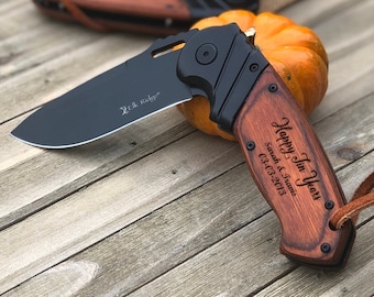 Anniversary Gift for Husband, Personalized Gift, Engraved Pocket Knife, Happy Tin Years, Birthday, Anniversary, I love you more