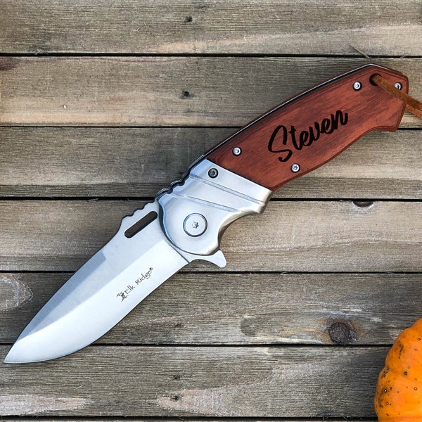 Gift for Men, Personalized Gift, Engraved Pocket Knife, Folding Knife, Birthday, Wedding, Groomsmen, Hunting