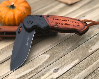 Husband Gift, I love you more, Gift for Him, engraved pocket knife, wedding gift from bride, Birthday gift from wife, anniversary gifts