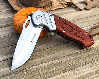 Engraved Pocket Knife, Father's Day Gift, Folding Knife, Gift from Wife, Hunting Knife, Gift for Men, Gifts for Husband