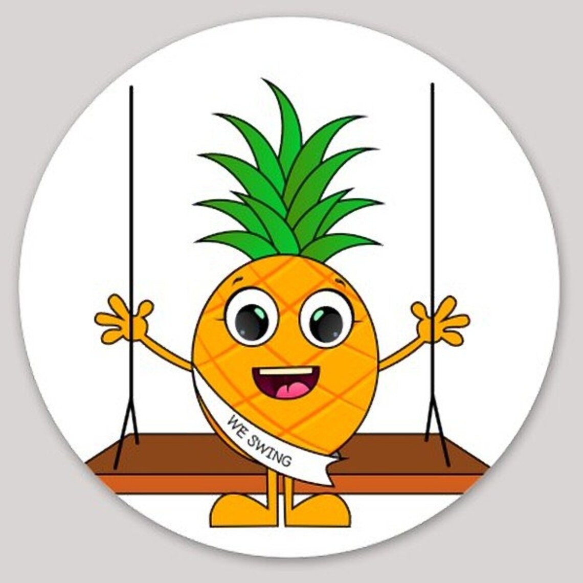 Sticker We Swing Male Pineapple Swinger on Swing Tell the World You're
