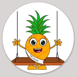 Sticker -  We Swing Male Pineapple Swinger on Swing - Tell the world you&#39;re ready for fun. We Swing (Male)