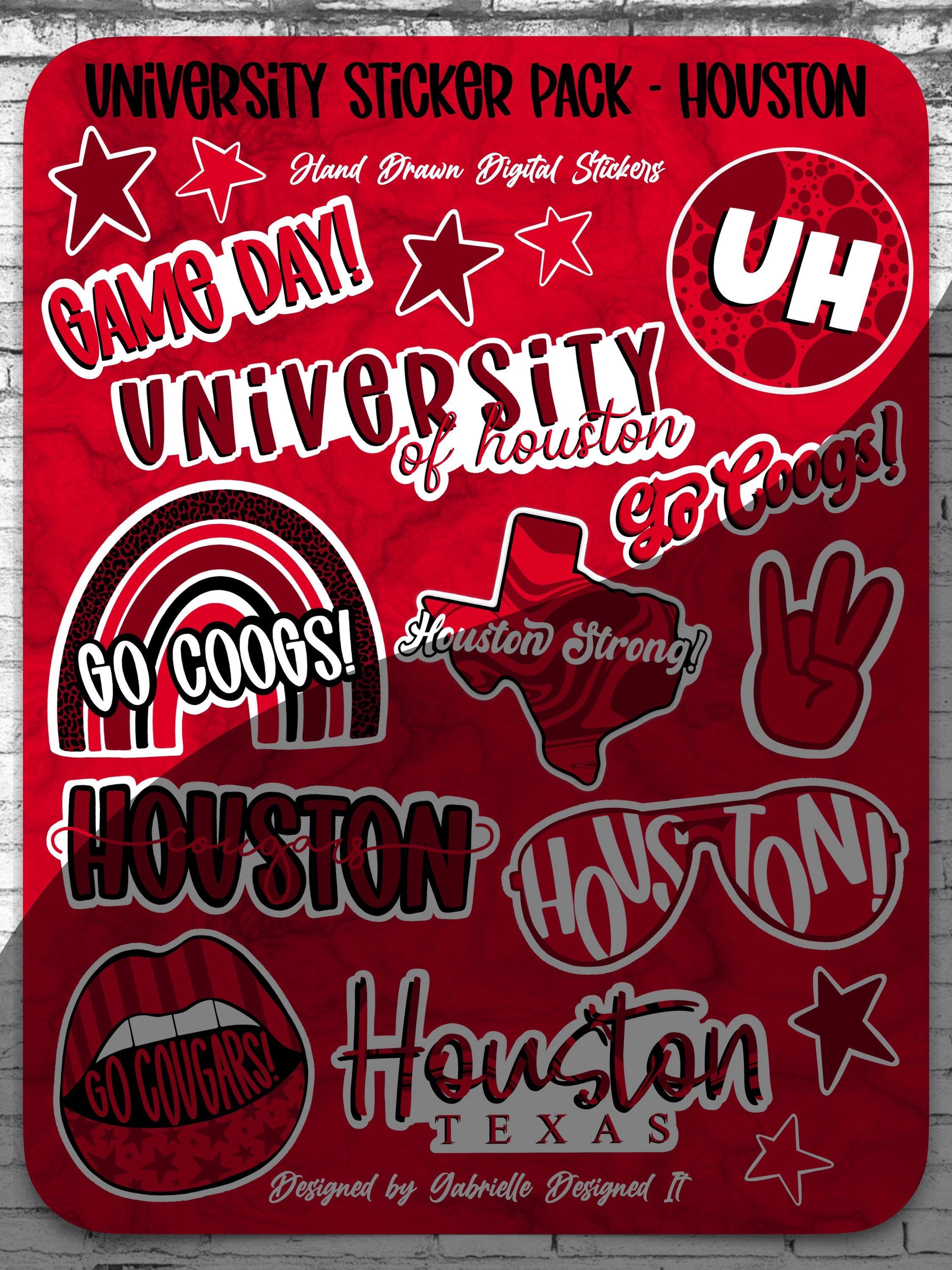 University Pack Houston Bundle Digital Stickers and Vector Etsy
