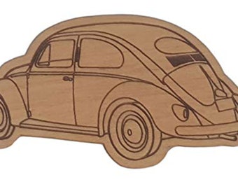 oval window bug fridge magnet beetle laser cut wood  USA vintage style
