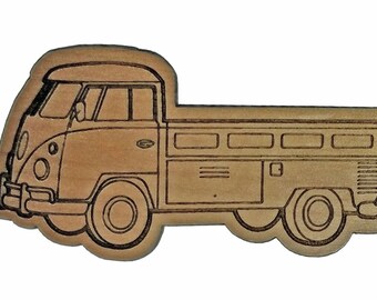 single cab transporter fridge magnet ype 2 laser cut wood vintage style hand made in the Usa no tarp