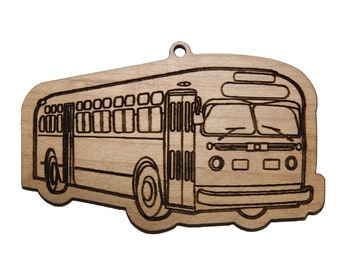 GM Old Look Christmas ornament transit bus TG 3201 laser-cut Ash wood