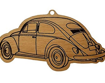 oval window bugChristmas ornament beetle laser cut wood  USA vintage style