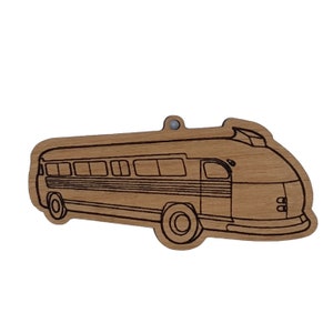 Flxible Bus Christmas Ornament Laser cut Wood Clipper Highway Collectible Back