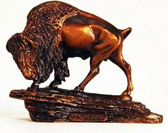 Bison buffalo bronze statue collectible 3"x2.25"x1"
