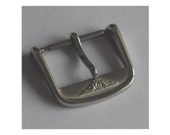 Pulseira de relógio Longines vintage antiga de 16 mm, pulseira de aço inoxidável com fivela original
