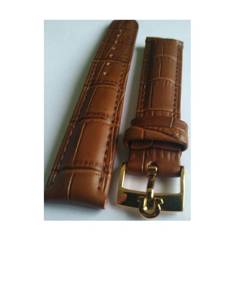 18mm Brown Leather Bracelet Omega Watch Band W Gold Plated Etsy
