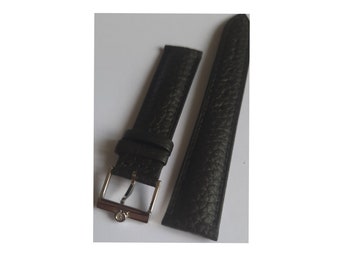 18 mm Vintage Omega-Uhrenarmband in schwarz mit Edelstahlschließe