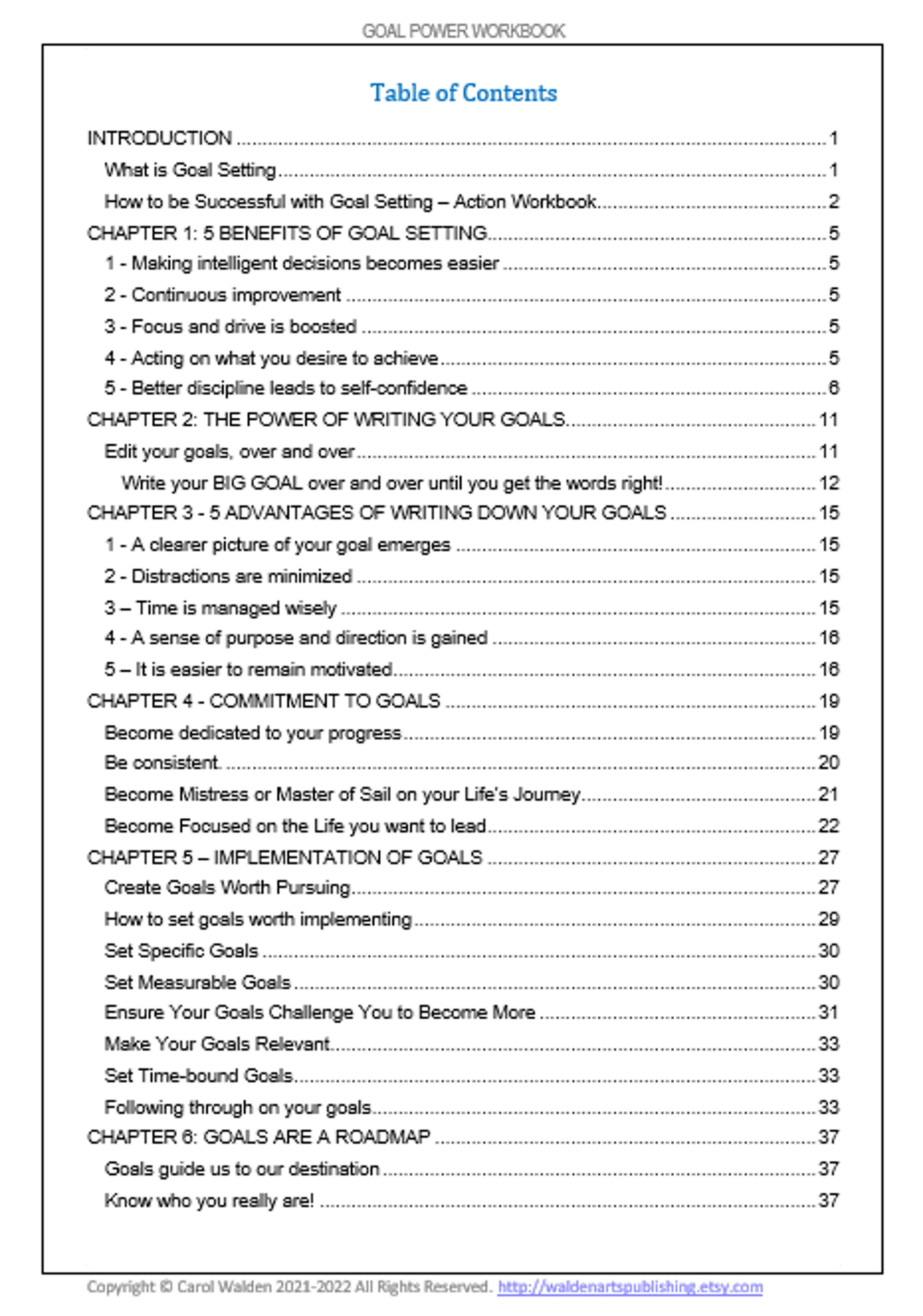 Goal Power Workbook, Downloadable Printable Business Planner Personal