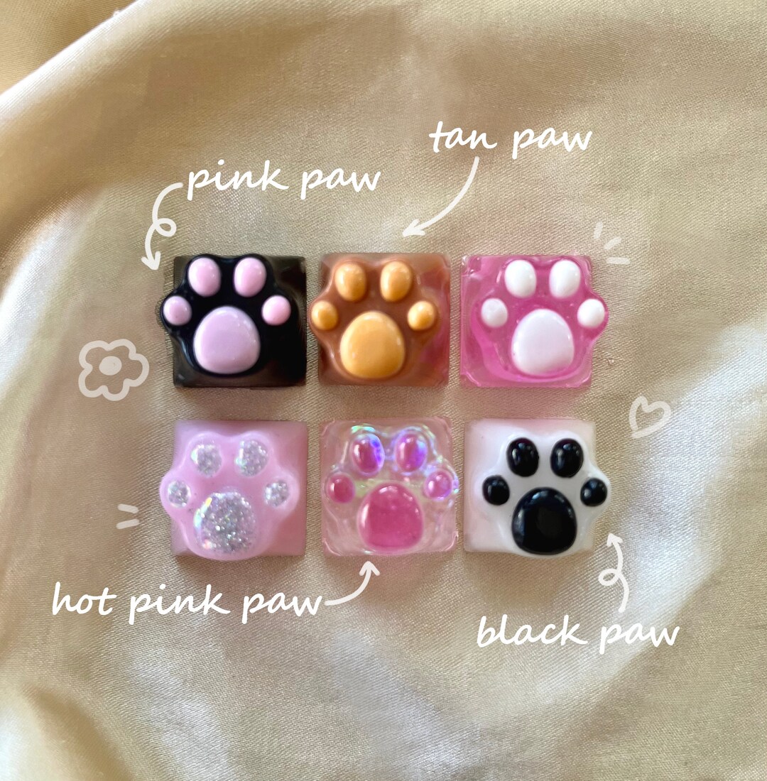 Cute Cat Paw Keycap, Custom Color, Resin Keycap, Handmade Mechanical