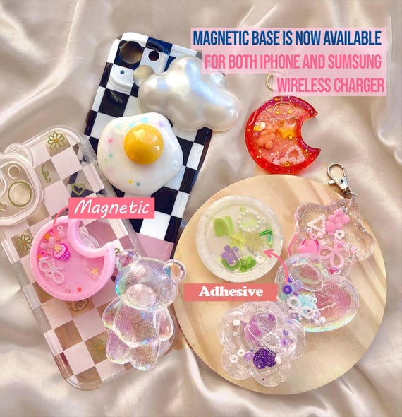 Customizable Gummy Bear Phone Grip: Cloud, Sakura & Star Shaker