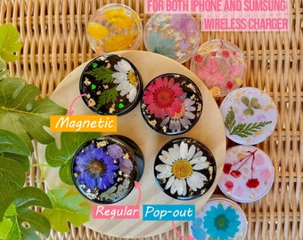 Real Dried Flower Phone Grip: Magnetic Daisy Phone Stand