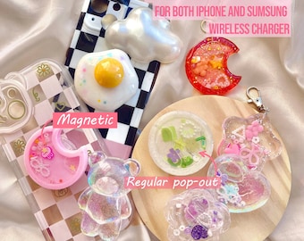 Keychain, magnetic phone holder, Cute Kawaii, Custom, Colorful Gummy Bear, Cloud, Heart, Sakura, Star, Shaker, Phone grip, egg york, magnet