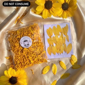 Dried organic sunflower petal, natural and pressed supply, diy real yellow sunflower, wedding confetti, autumn decor, candle soap crafts