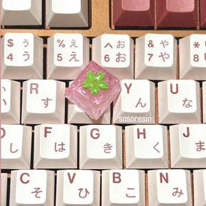 Handmade sakura artisan keycap, cherry blossom keycaps, keyboard accessories, flower keycap
