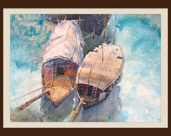 Water Color Boat Painting