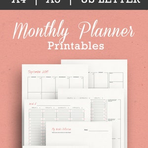 Monthly Planning Printables Kit Instant Download A4 A5 US - Etsy