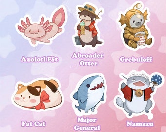 FFXIV Minion Anhänger | 2" Doppelseitiger Acryl Anhänger | Ausradder Otter, Grebuloff, Fat Cat, Axolotl Eft,