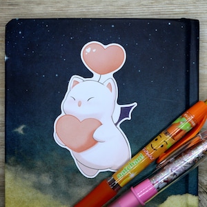 Moogle Love! | FFXIV Valentine Moogle Sticker | 3&quot; Vinyl Sticker |
